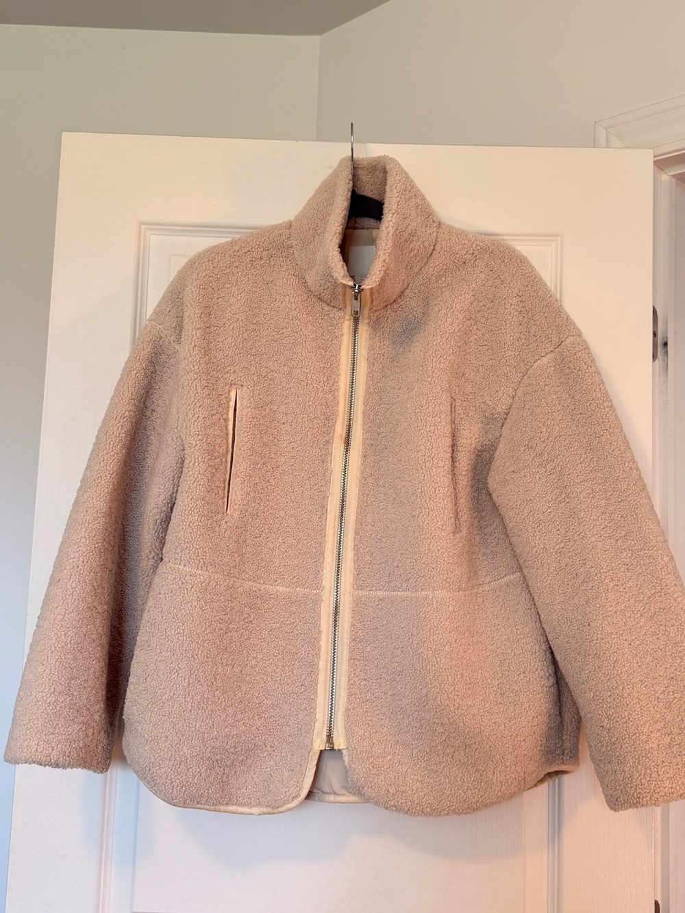 H&M Cream Teddy Zip Jacket